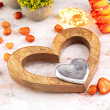 Joseph - Figurine décorative Coeur - Bois naturel et aluminium - 27x21cm