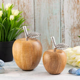 Sara - decoratieve appels - natuurlijk hout en aluminium - ø11/8xH15/13cm