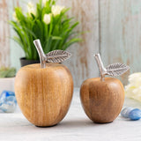 Sara - decoratieve appels - natuurlijk hout en aluminium - ø11/8xH15/13cm