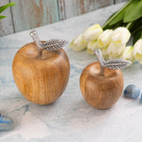 Sara - decoratieve appels - natuurlijk hout en aluminium - ø11/8xH15/13cm
