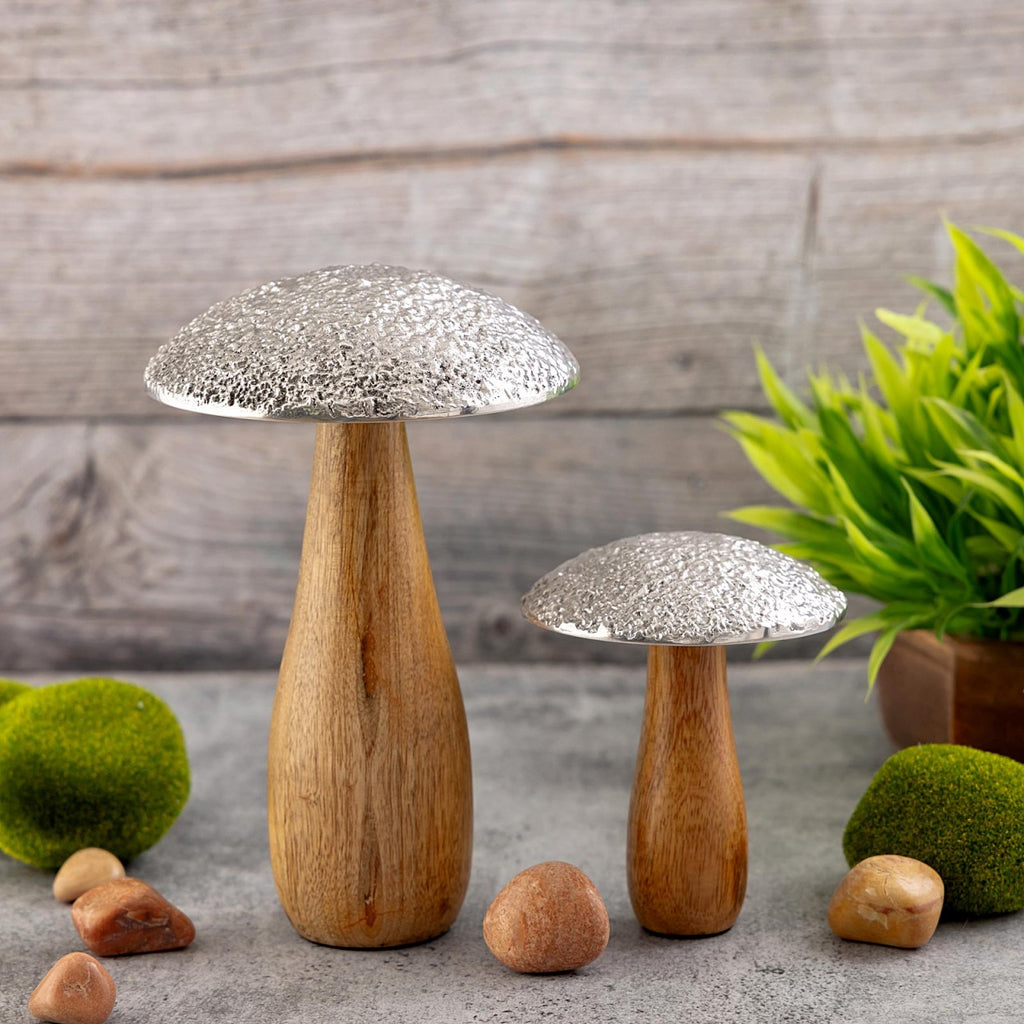 Anna - Dekofiguren set - natuurlijk - mangohout en aluminium - H20/12x13/10cm