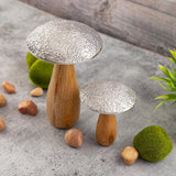 Anna - Dekofiguren set - natuurlijk - mangohout en aluminium - H20/12x13/10cm