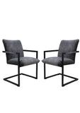 Esszimmerstuhl Boston - Dunkelgrau - Velours/Metall - 2er-Set 68x56x89 cm