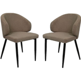 Yuna eetkamerstoelen in Taupe - Zachte teddy stof en robuust metaal voor comfort en duurzaamheid.