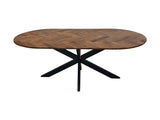 Table à manger ovale Verona - 220x110x76 - naturel - Bois de manguier/métal