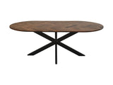 Table à manger ovale Verona - 220x110x76 - naturel - Bois de manguier/métal