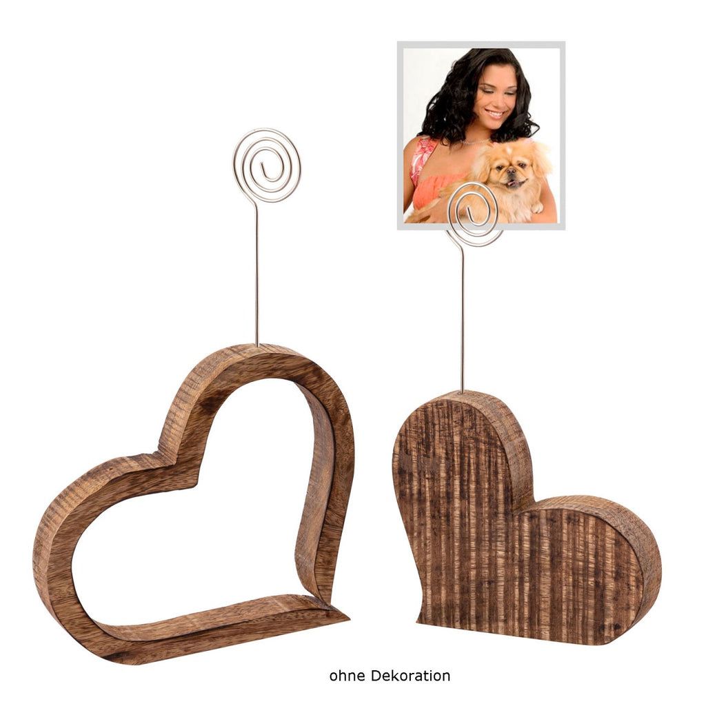 Eva - fotohouder set - harten - massief mangohout - 2 stuks