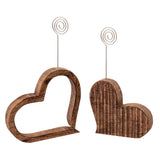 Eva - fotohouder set - harten - massief mangohout - 2 stuks