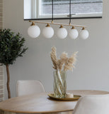 Sophie - hanglamp - messing - stof - 150 cm
