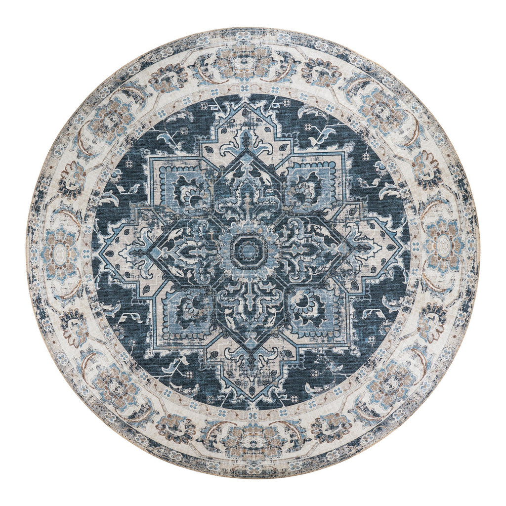 Jansen - Tapis Havana - Bleu - Chenille Polyester - Ø200 cm