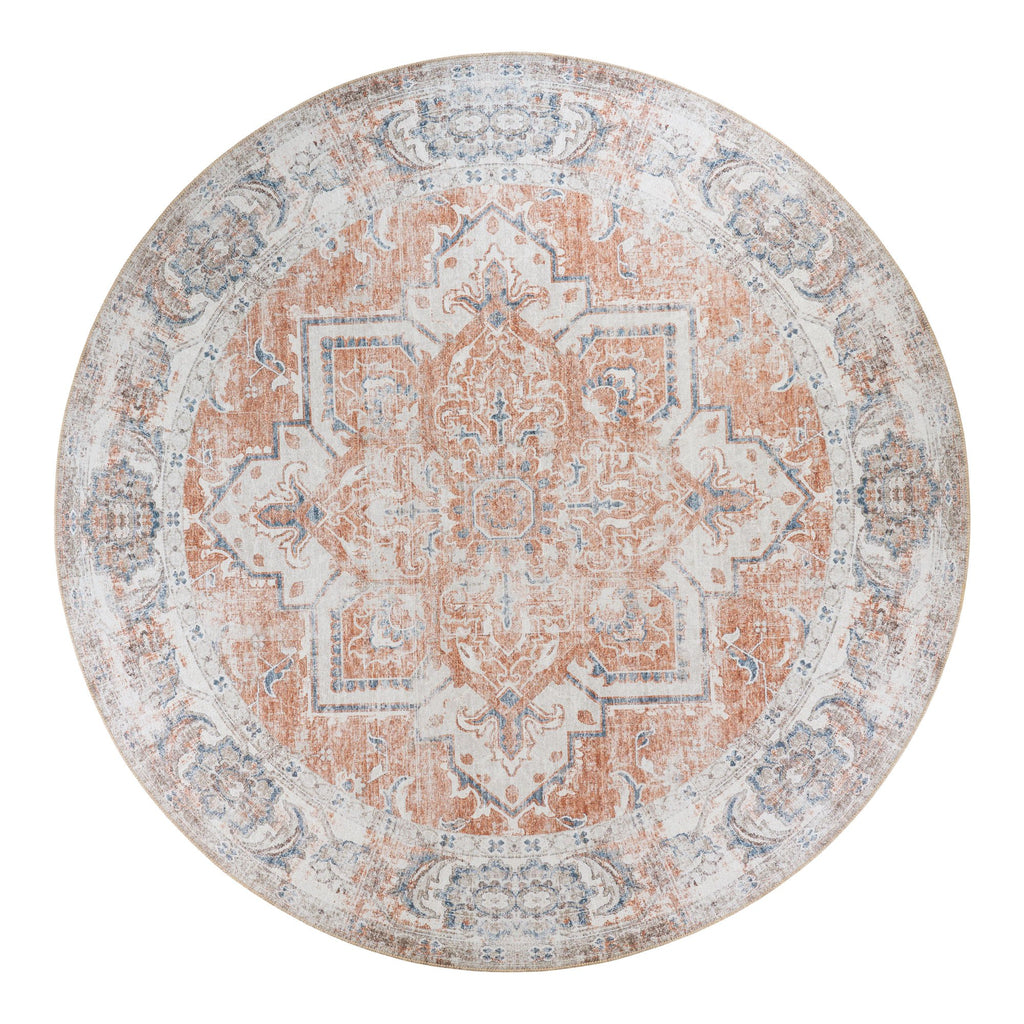 Robinson - Havana Tapijt - Oranje/Blauw - Chenille Polyester - Ø200 cm