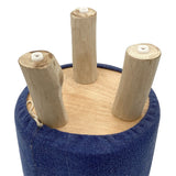 Emma – Fußhocker – Jeansblau – Baumwolle und Teak – Ø 35 cm, Höhe 45 cm