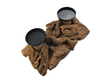 Bougeoir sur pied double - 32x18x14 - Naturel/noir - Bois flotté/métal