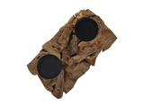 Bougeoir sur pied double - 32x18x14 - Naturel/noir - Bois flotté/métal