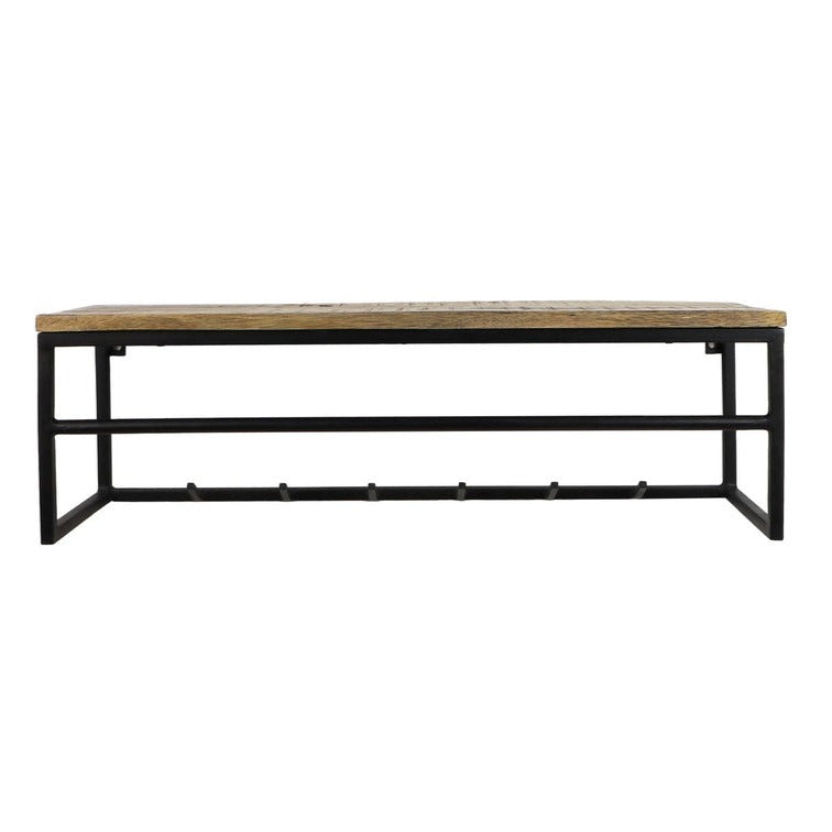 Multifunctionele kapstok met elegant mangohout en zwart metaal.