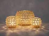 Luuk - kaarsenhouder set - goud of zilver - metaal en glaskristal - 15/10/8 x 12/9/8 cm