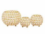 Luuk - kaarsenhouder set - goud of zilver - metaal en glaskristal - 15/10/8 x 12/9/8 cm