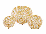 Luuk - kaarsenhouder set - goud of zilver - metaal en glaskristal - 15/10/8 x 12/9/8 cm