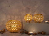 Luuk - kaarsenhouder set - goud of zilver - metaal en glaskristal - 15/10/8 x 12/9/8 cm