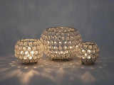 Mia - kerzenhouder set - goud of zilver - kristal - 3 stuks