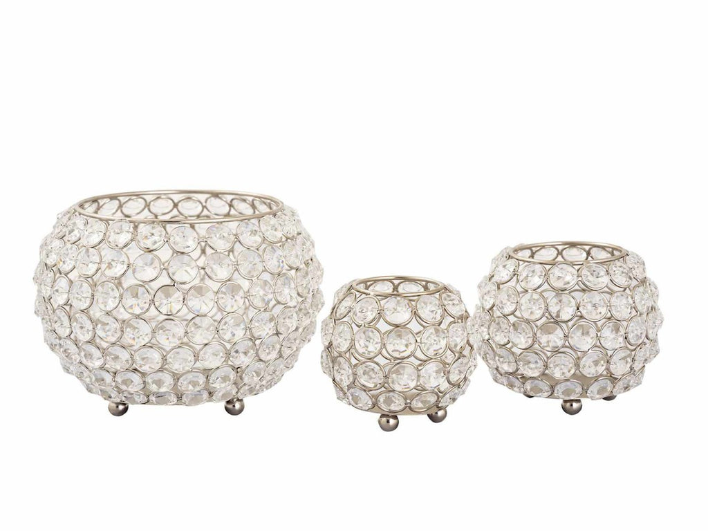 Mia - kerzenhouder set - goud of zilver - kristal - 3 stuks