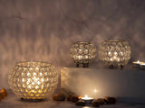 Mia - kerzenhouder set - goud of zilver - kristal - 3 stuks