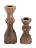 Evelyn - kaarsenhouder - hout - 20/13x6cm - set van 2