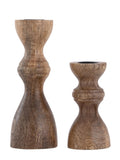 Evelyn - kaarsenhouder - hout - 20/13x6cm - set van 2