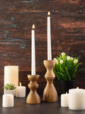 Evelyn - kaarsenhouder - hout - 20/13x6cm - set van 2