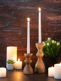 Evelyn - kaarsenhouder - hout - 20/13x6cm - set van 2