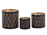 Anna - lot de 3 bougeoirs - noir et doré - métal - Ø 8/10/14 cm