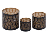 Anna - lot de 3 bougeoirs - noir et doré - métal - Ø 8/10/14 cm