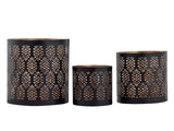Anna - lot de 3 bougeoirs - noir et doré - métal - Ø 8/10/14 cm