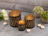 Anna - lot de 3 bougeoirs - noir et doré - métal - Ø 8/10/14 cm