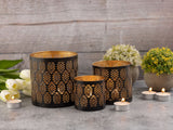 Anna - lot de 3 bougeoirs - noir et doré - métal - Ø 8/10/14 cm