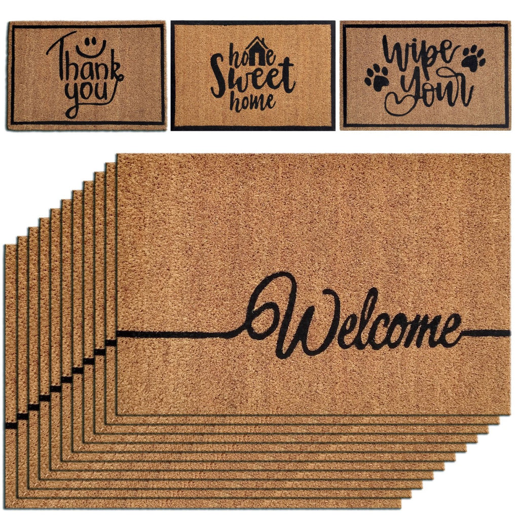 Michael - Ensemble de tapis en coco - motifs variés - 100% fibres de coco - 60x40 cm