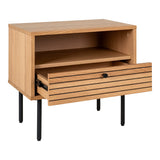 Michael - Bijzettafel - eiken fineer - zwart metaal - 50x40x50 cm