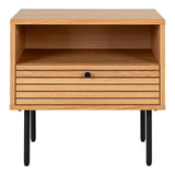 Michael - Bijzettafel - eiken fineer - zwart metaal - 50x40x50 cm