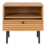 Michael - Bijzettafel - eiken fineer - zwart metaal - 50x40x50 cm