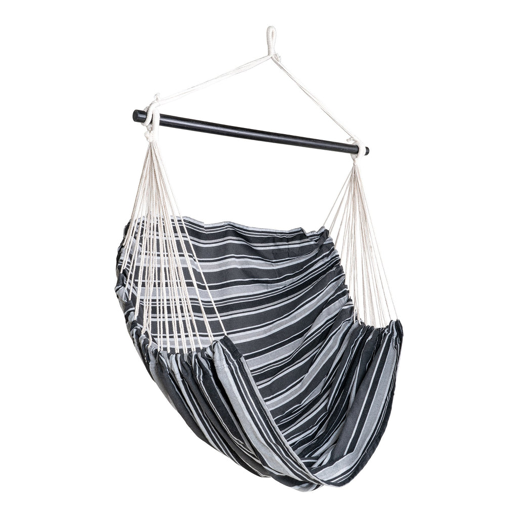 Hendriks - chaise suspendue - noir/gris/blanc - polyester/coton et mélèze - 85x85x130 cm