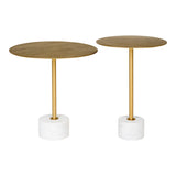 David - Table d'appoint - laiton et marbre - Ø41x58 cm