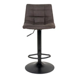 Sara - barkruk - donkergrijs - microfiber en staal - 63-83 cm