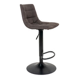 Sara - barkruk - donkergrijs - microfiber en staal - 63-83 cm