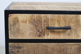 Table de chevet 2 tiroirs - 45x40x55 - Marron/noir - Bois de manguier/Métal