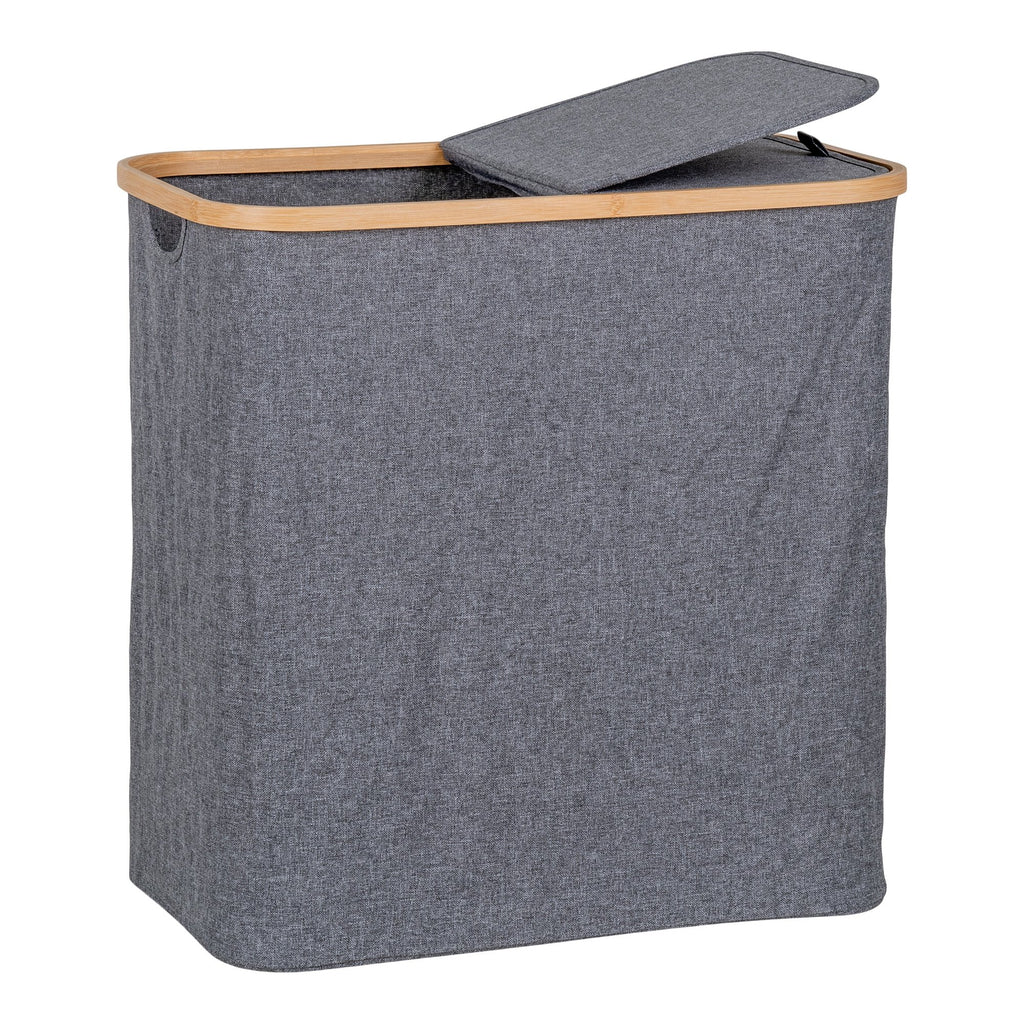 Visser - wasmand - donkergrijs - bamboe/textiel - 54x33x54 cm