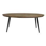 Hoogwaardige ovale salontafel, vervaardigd uit prachtig mangohout en stevig metaal, voor een upgrade van je interieur.