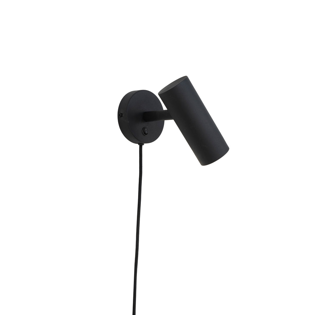 Williams - wandlamp - zwart - staal - 190 cm snoer