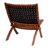 Bos - vouwstoel - bruin - teakhout en leer - 40x40x50 cm