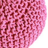 Eva - Pouf - roze - 100% gerecycled katoen - Ø 55 cm, hoogte 37 cm