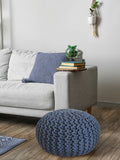 Mia - Pouf - bleu - 100% coton recyclé - Ø 55 cm, hauteur 37 cm